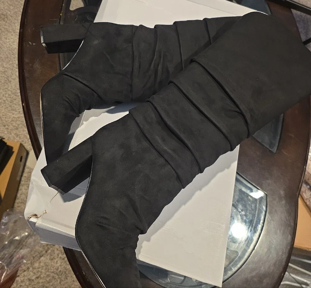 Marc Fisher Black Over-the-Knee Pointed Toe Stretch Boots